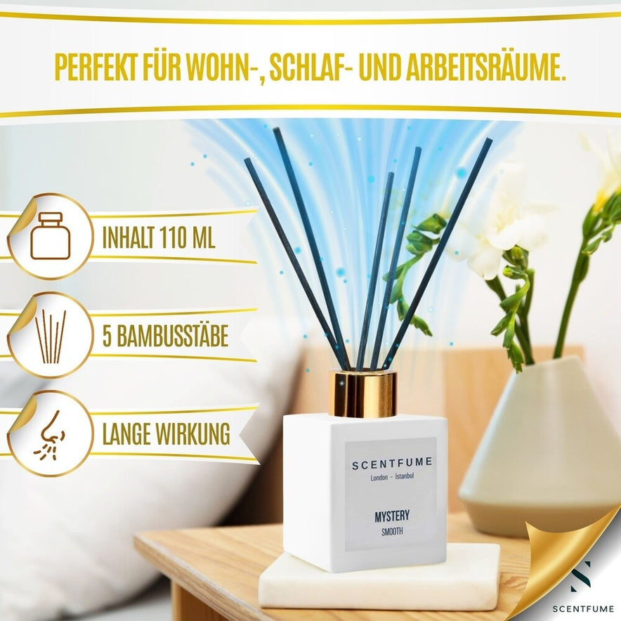 SCENTFUME Raumduft mit Duftstab, Bergamotte, Zeder, Ylang Ylang, Patchouli,110ml