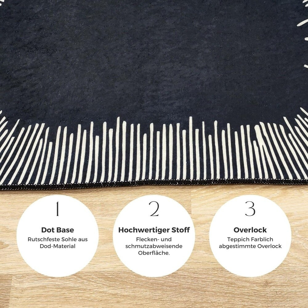 Miqna 2-tlg. rutschfestes Badteppich Set , waschbar (60x100 & 50x60 cm)