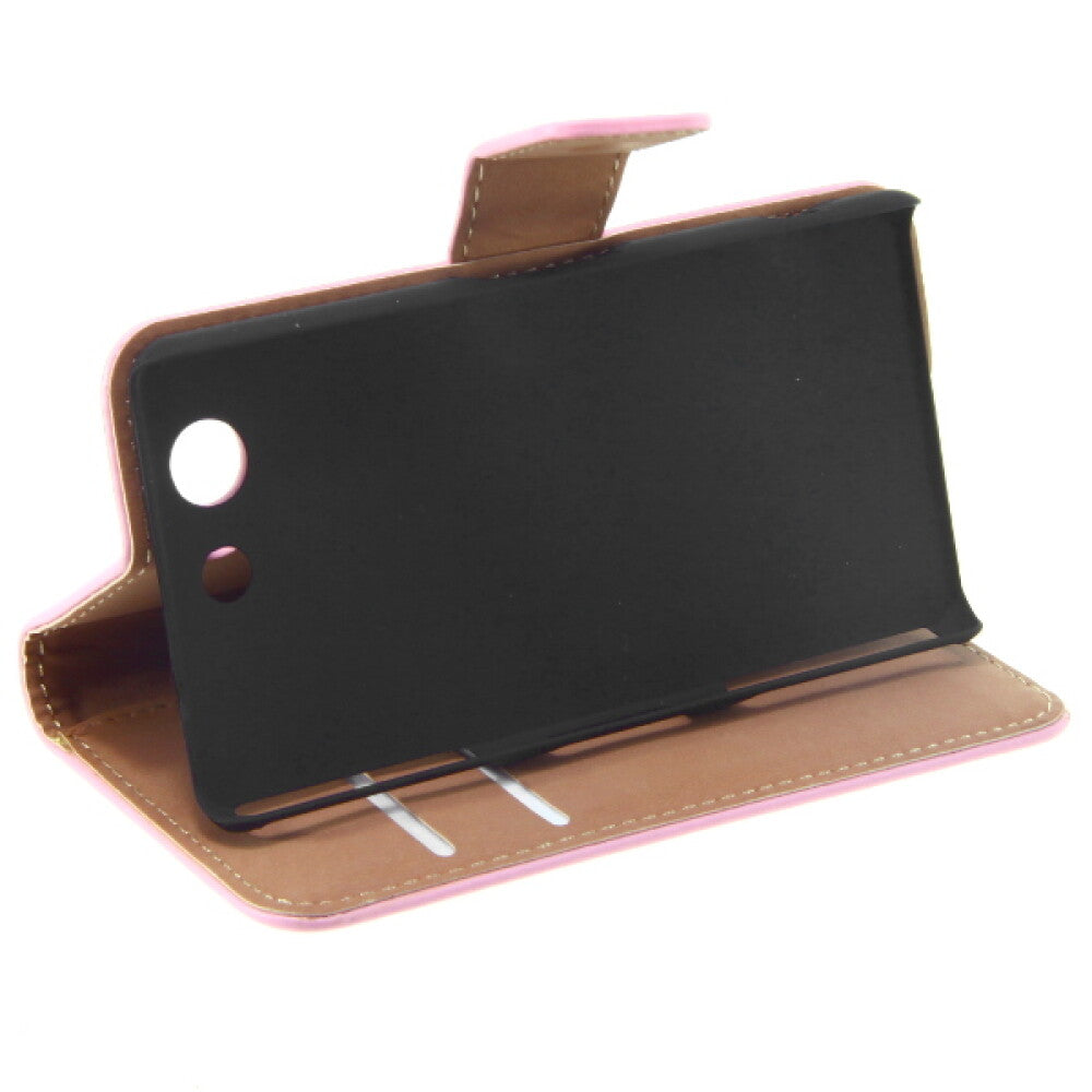 Leder Handyhülle für Sony Xperia Z3 Compact Rosa Schutz Tasche
