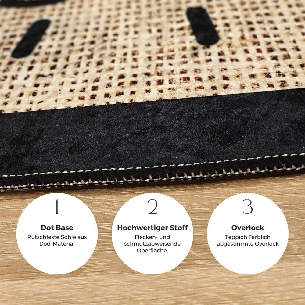 Miqna 2-tlg. rutschfestes Badteppich Set , waschbar (60x100 & 50x60 cm)