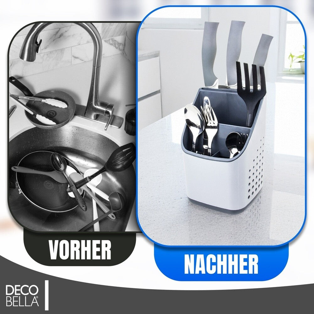Besteck Organizer, 13×13,5×23 cm, Plastik, Weiß