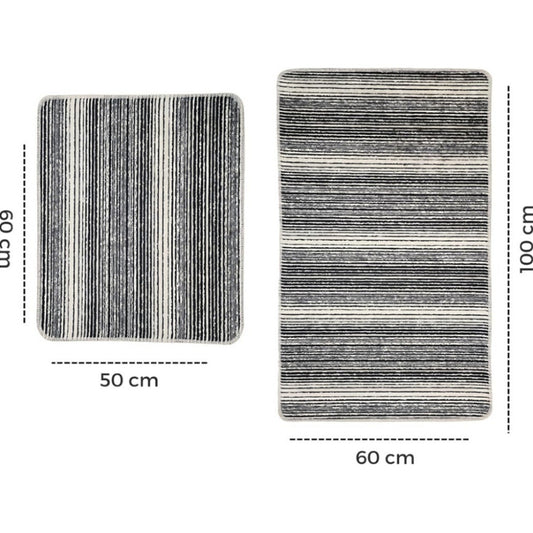 Miqna 2-tlg. rutschfestes Badteppich Set , waschbar (60x100 & 50x60 cm)