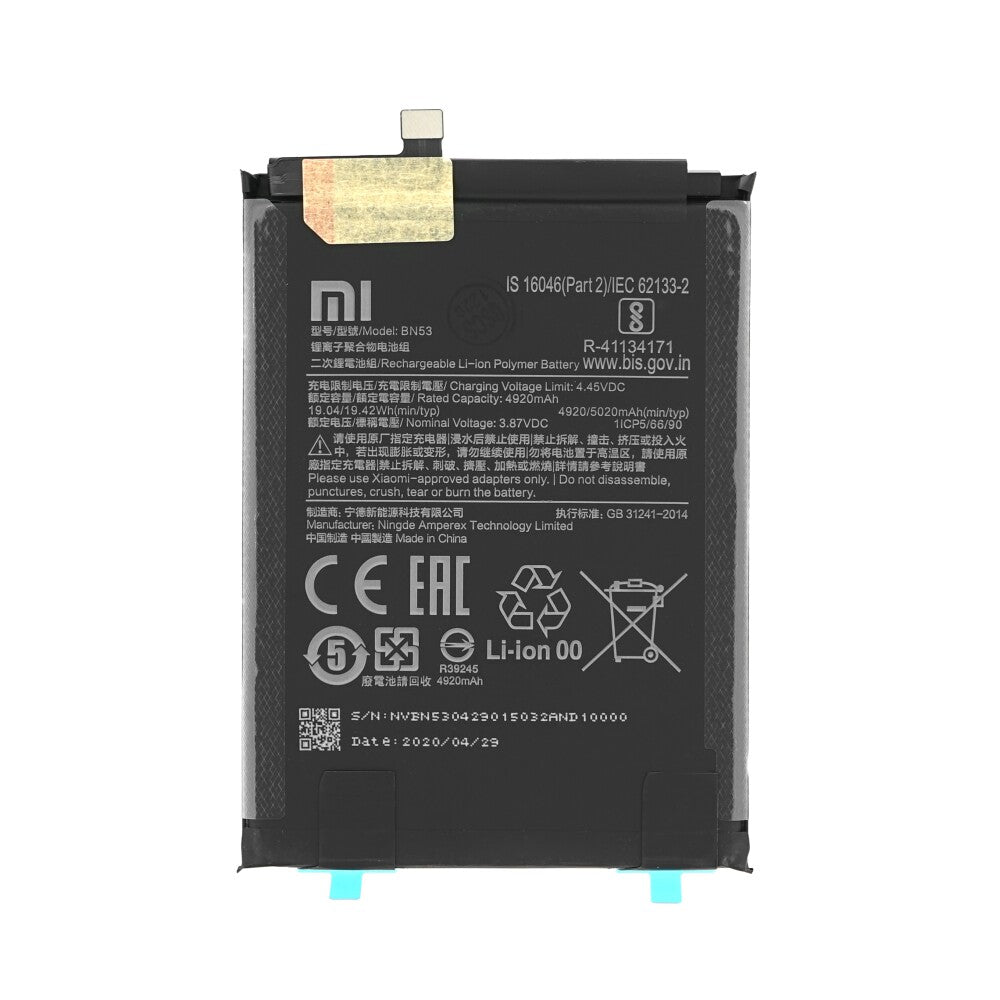 Original Xiaomi Akku BN53 für Redmi Note 9 Pro 5020mAh Batterie 4620000181G