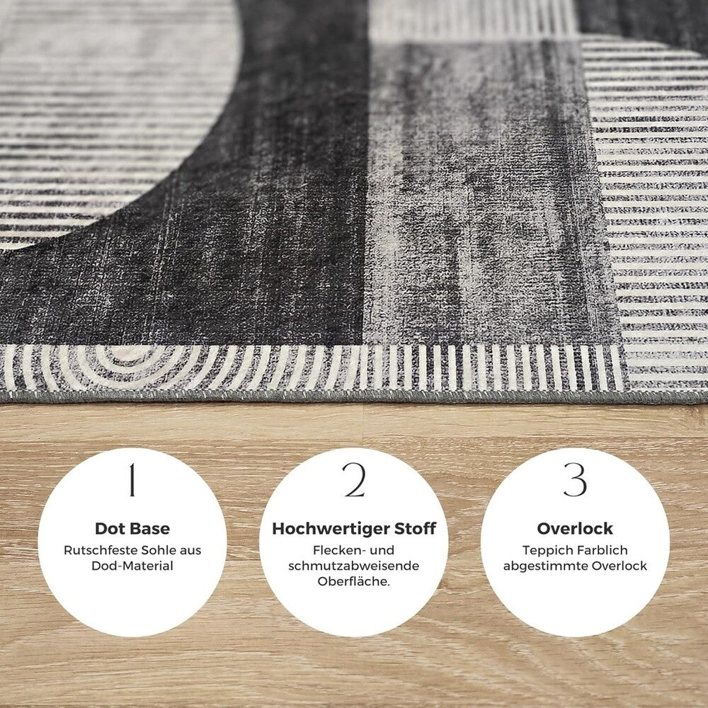 Miqna 2-tlg. rutschfestes Badteppich Set , waschbar (60x100 & 50x60 cm)