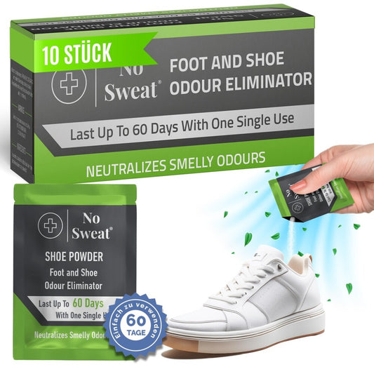No Sweat Foot and Shoe Powder Foot Odor Remover and Eliminator (1 Pack–10 Pcs)