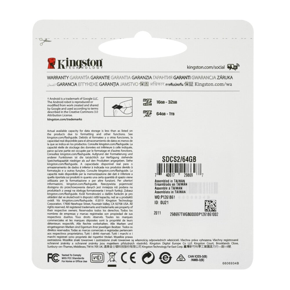Kingston MicroSD 64 GB Canvas Select Plus - Klasse 10 Speicherkarte (nicht DE)