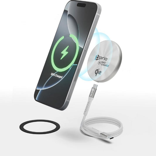 prio Magnetisches kabelloses Ladegerät MAG (USB C) silber