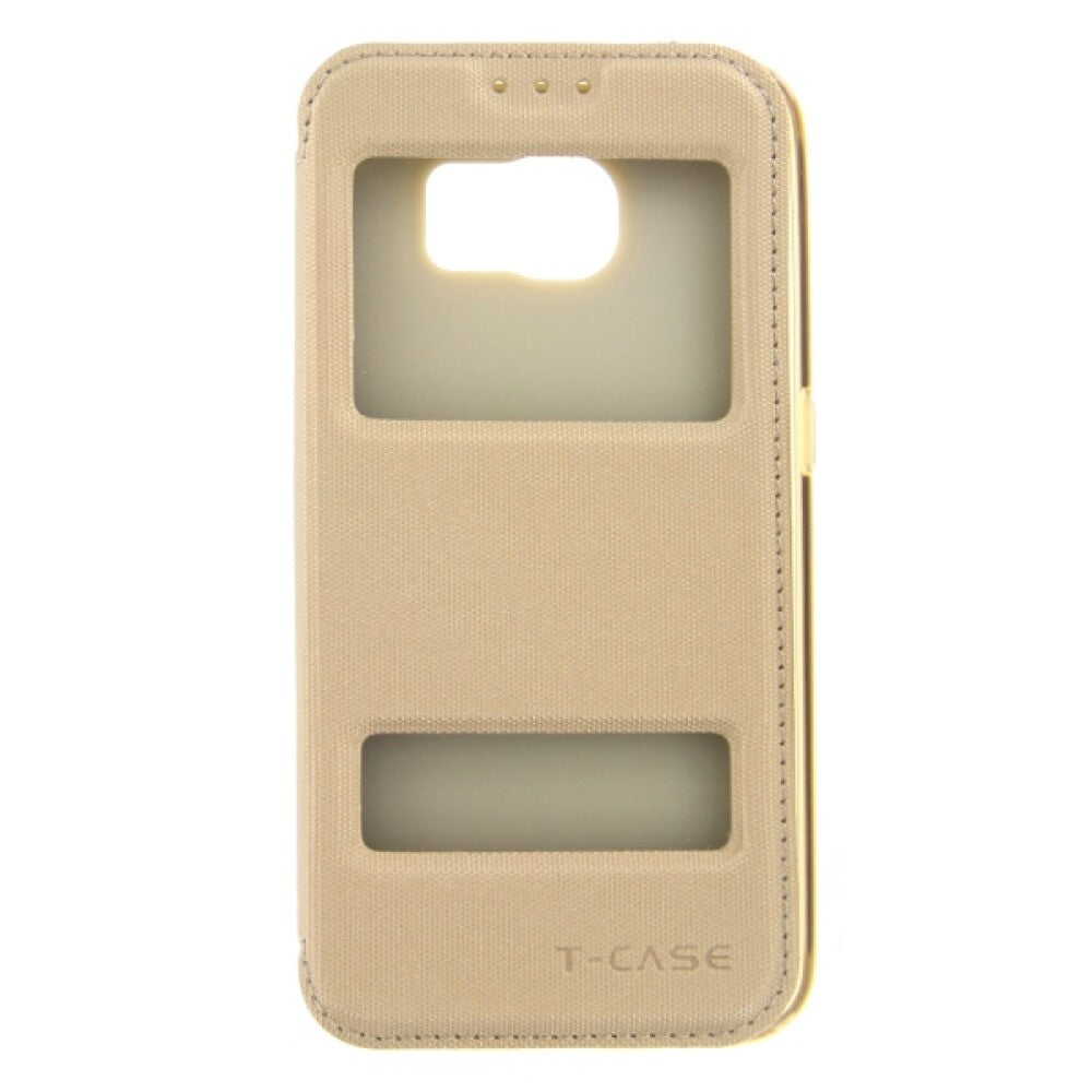 Lux Magnet Flip Handyhülle für Samsung Galaxy S6 Gold Schutz Tasche