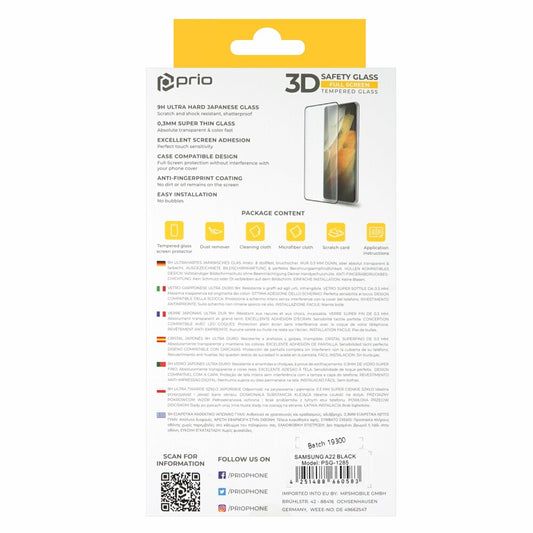 prio 3D screen protector glass for Samsung A22 4G black