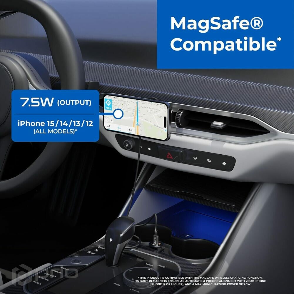prio 15W Wireless Car Charger MAG (USB C) black