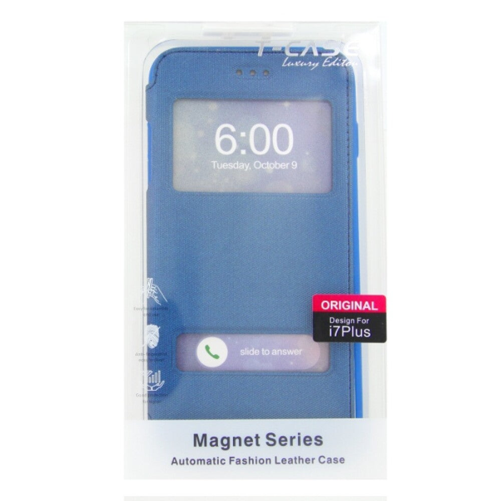 Original Magnet Flip Handyhülle für iPhone 7/8 Plus Blau Schutz Case