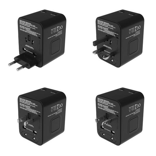 prio Universal Reiseadapter 25W Schwarz – Ladegerät USB, weltweit für 220 Länder
