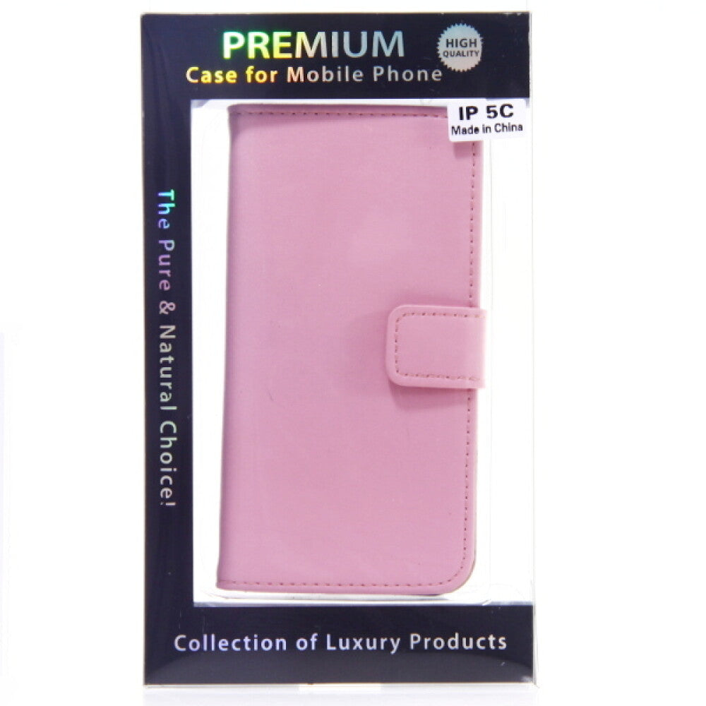 Slim Leder Book Case Handyhülle für iPhone 5c Pink