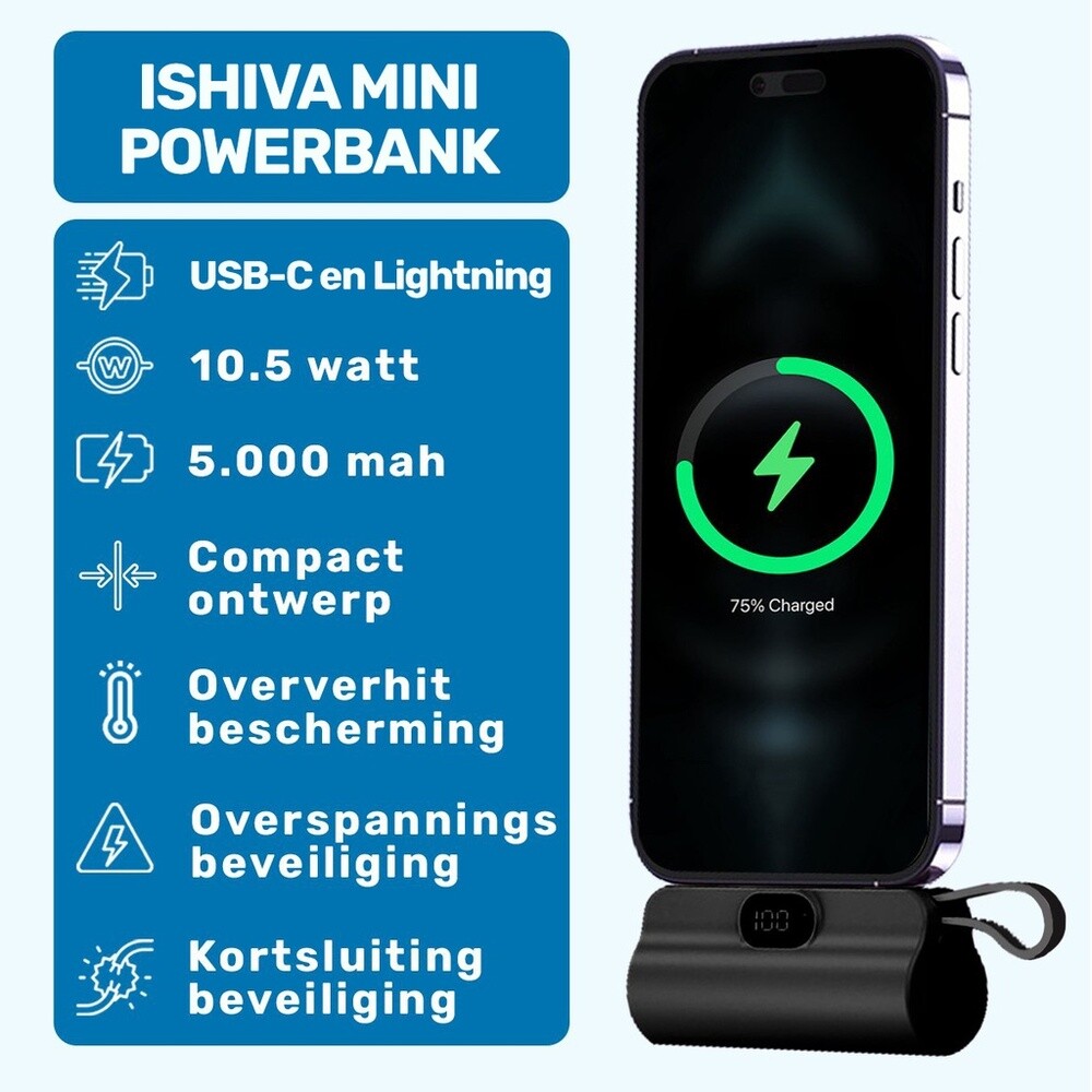 UFUZON Mini Powerbank 5k mah-Schwarz