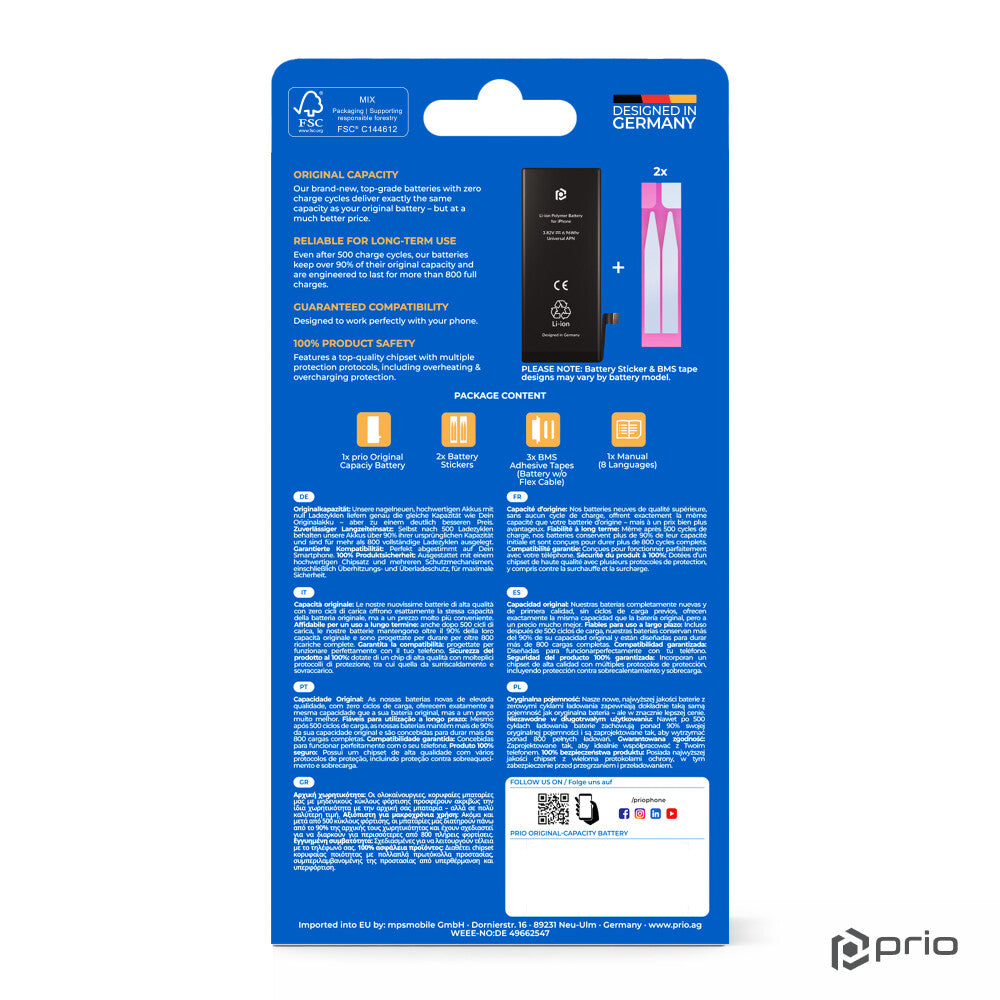 prio Akku für iPhone 15 Pro Max (Universal APN)
