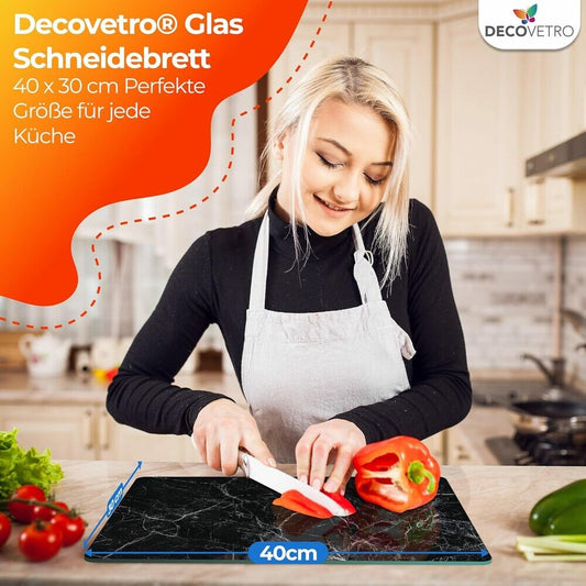 Decovetro Schneidebrett Glas |40x30cm | Glasschneidebrett | Leicht zu reinigen