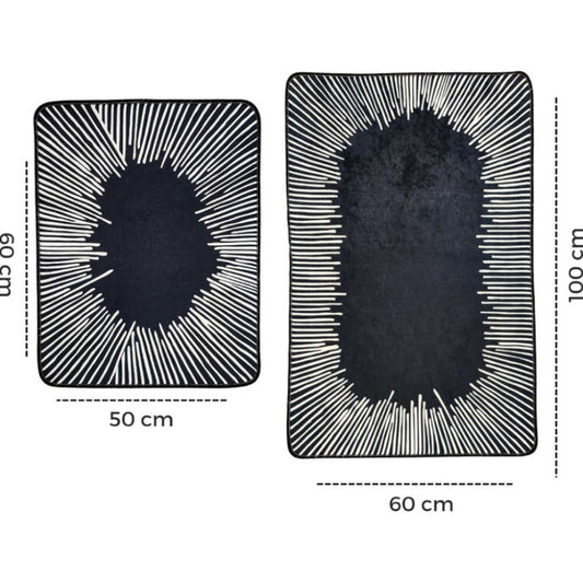 Miqna 2-tlg. rutschfestes Badteppich Set , waschbar (60x100 & 50x60 cm)