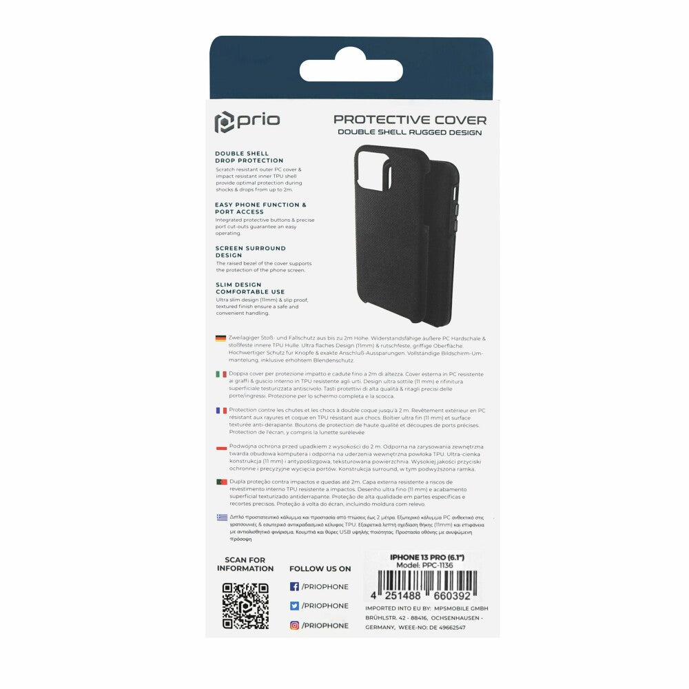 prio Schutzhülle für iPhone 13 Pro schwarz