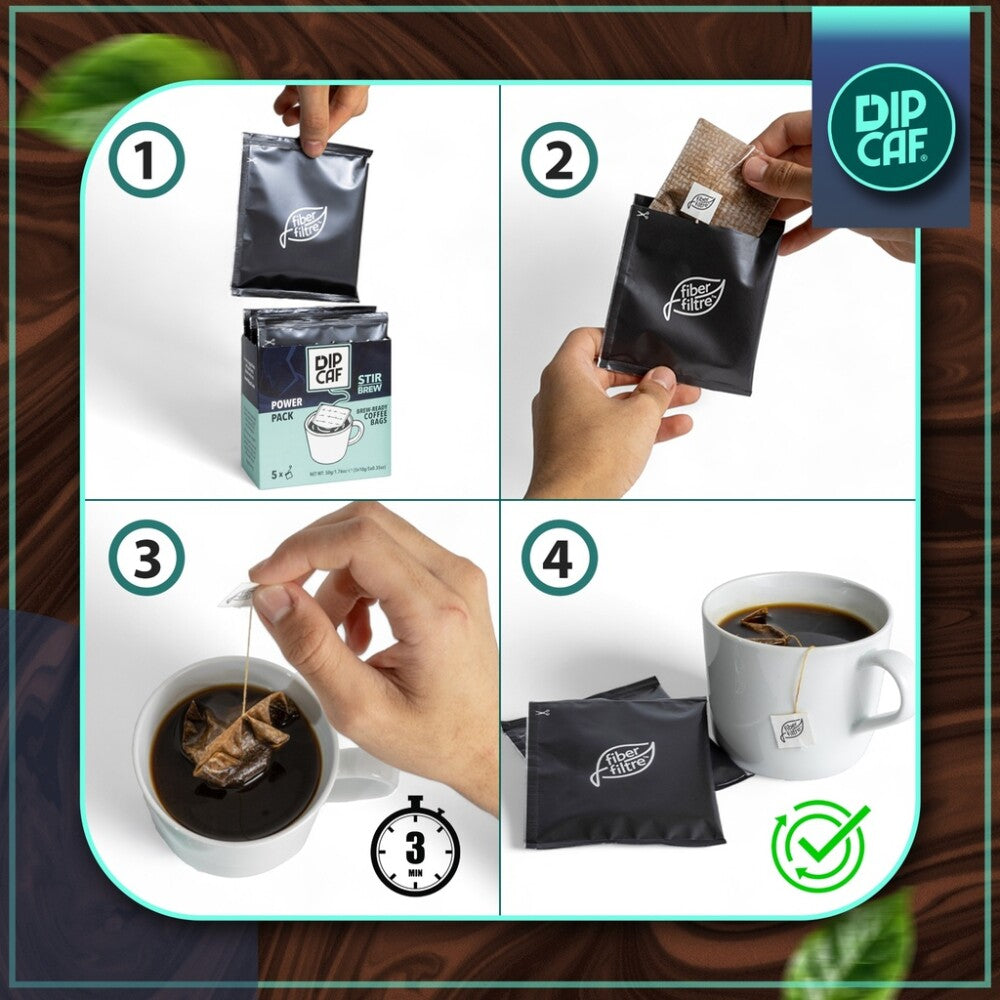Dipcaf® Power Kaffeebeutel 20 Stück | Intensiver Filterkaffee – 50g Geschenkset
