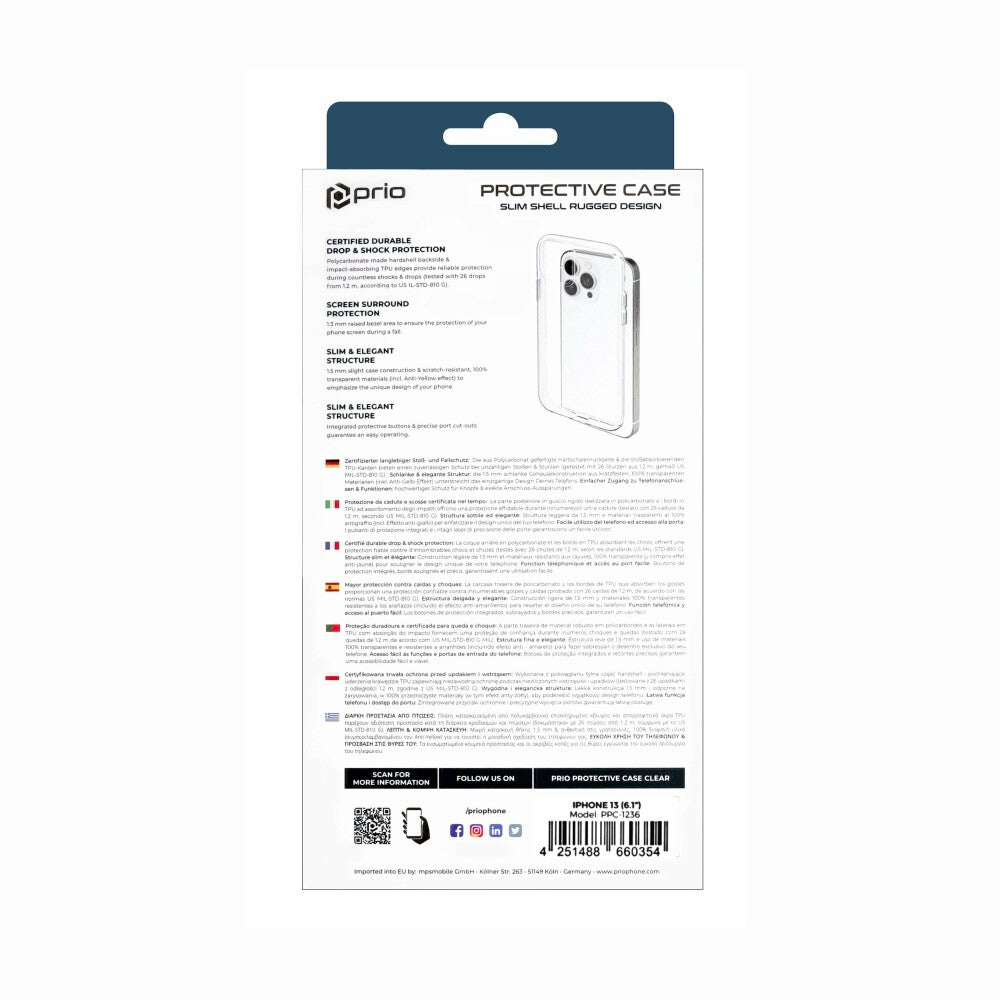 prio Schutzhülle für iPhone 13 transparent