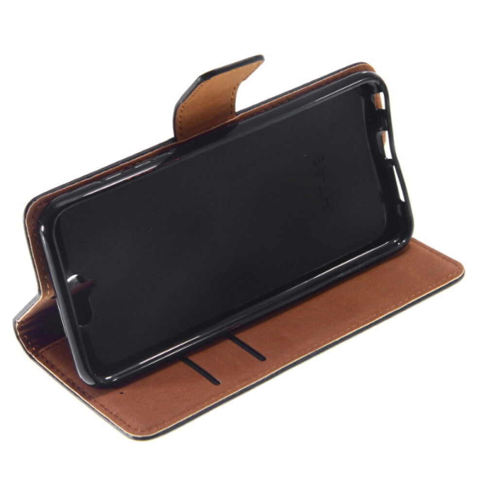 Slim Handyhülle für HTC A9 Schwarz Leder Tasche Schutz 4250710570812