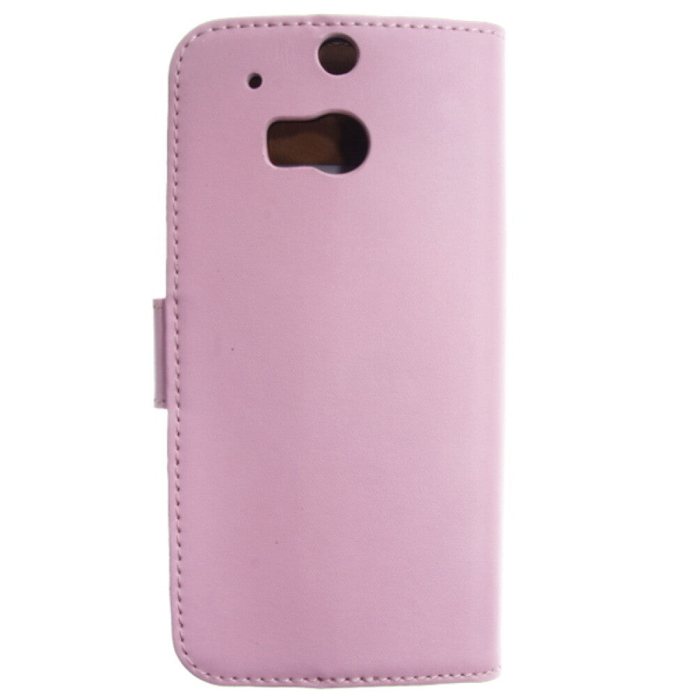 Book Case Handyhülle für HTC M8 Rosa Leder Schutz 4250710552788