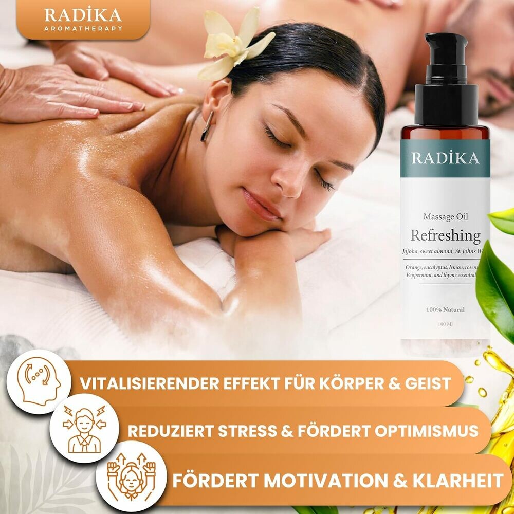 Massageöl, Erfrischendes Massage-Öl, 100% Rein, BIO, natürlich, 100 ml