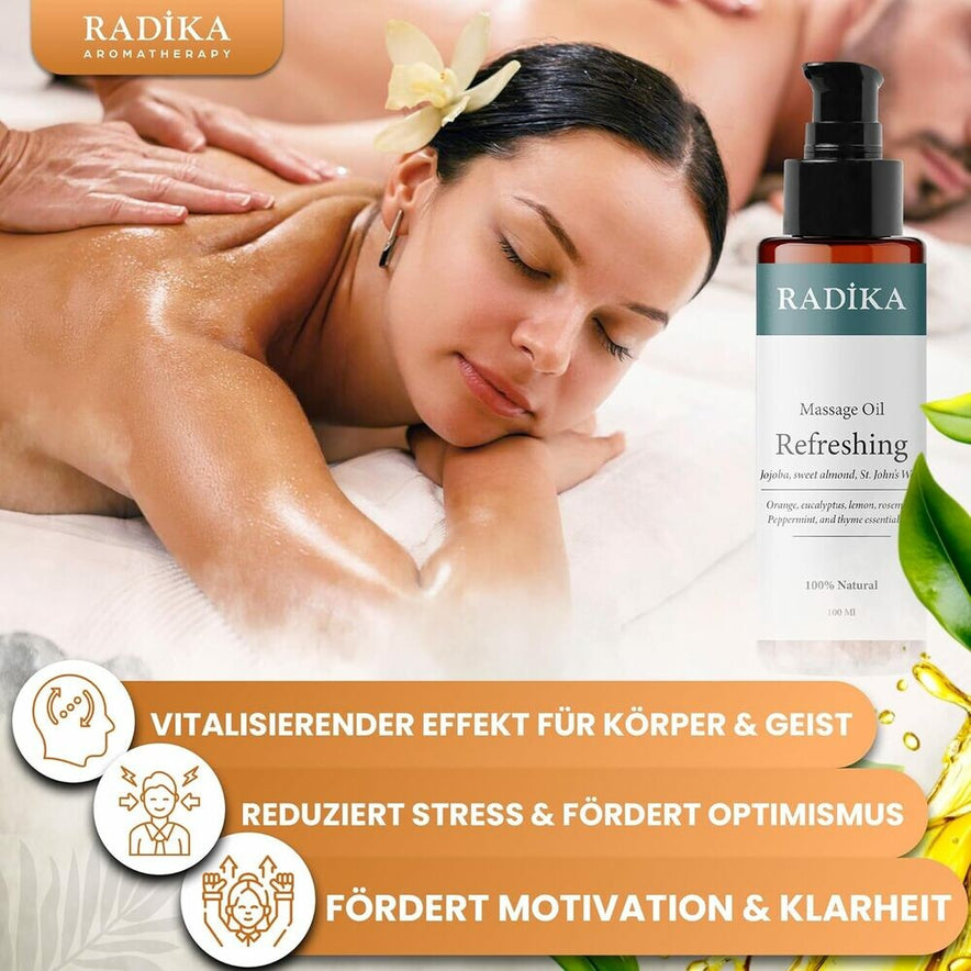 Massageöl, Erfrischendes Massage-Öl, 100% Rein, BIO, natürlich, 100 ml