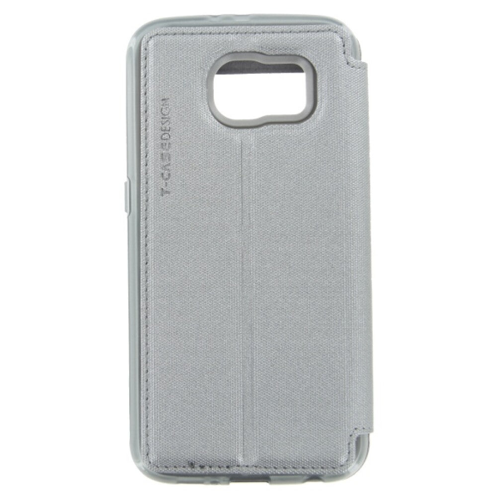 Flip Handyhülle für Samsung Galaxy S6 Grau Magnet Schutz Case