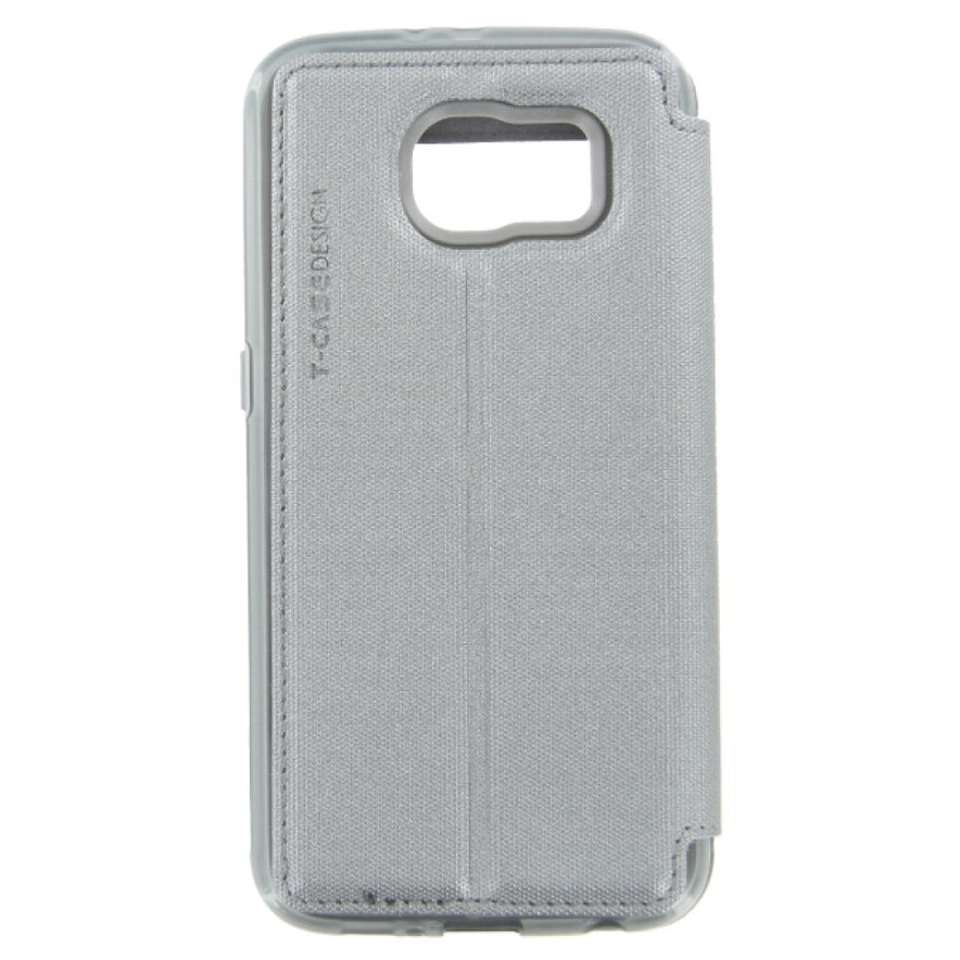 Flip Handyhülle für Samsung Galaxy S6 Grau Magnet Schutz Case