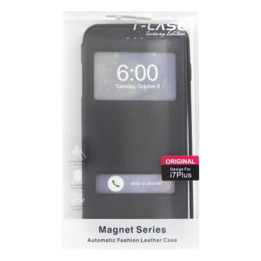 Original Magnet Flip Handyhülle für iPhone 7/8 Plus Schwarz Schutz Tasche