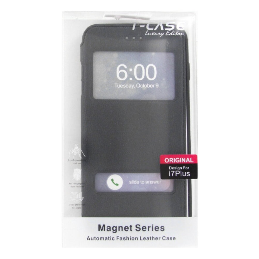 Original Magnet Flip Handyhülle für iPhone 7/8 Plus Schwarz Schutz Tasche