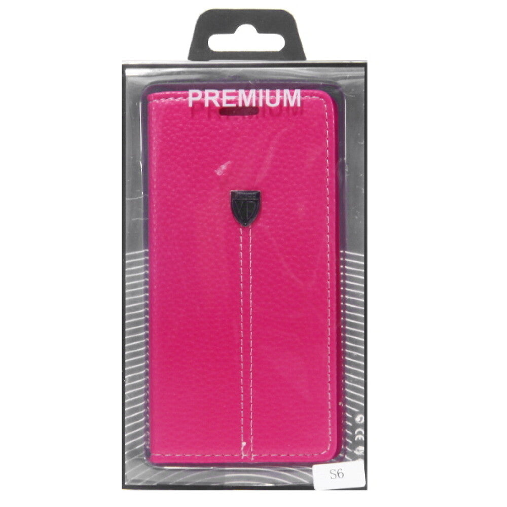 Book Case Handyhülle für Samsung Galaxy S6 Braun Pink Schutz Case