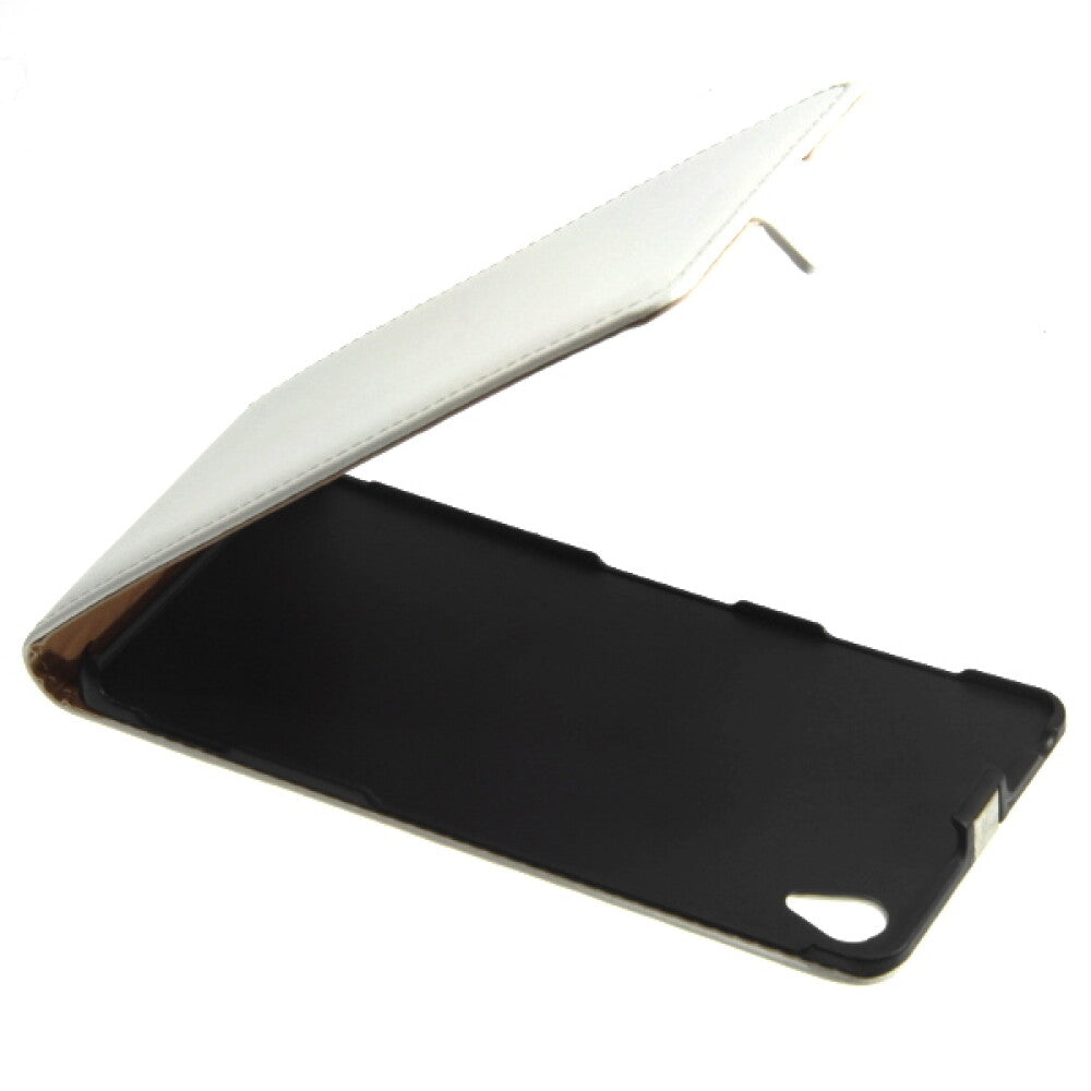 Slim Leder Flip Handyhülle für Sony Z3 - Weiß Tasche Schutz Case
