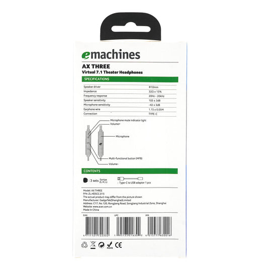 Original Emachines by Acer AX-THREE kabelgebundenes Headset weiß