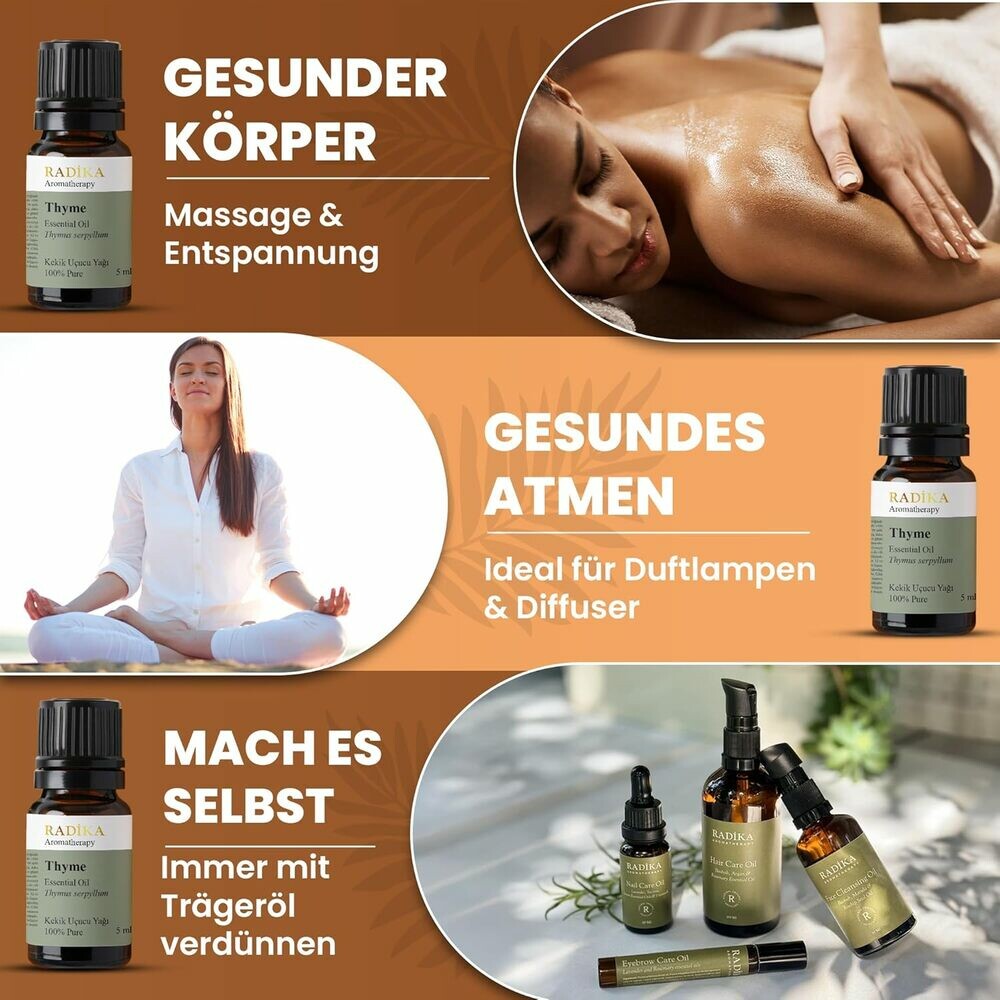 Thymianöl, ätherisches Öl, 100% Rein, BIO, natürlich, 10 ml