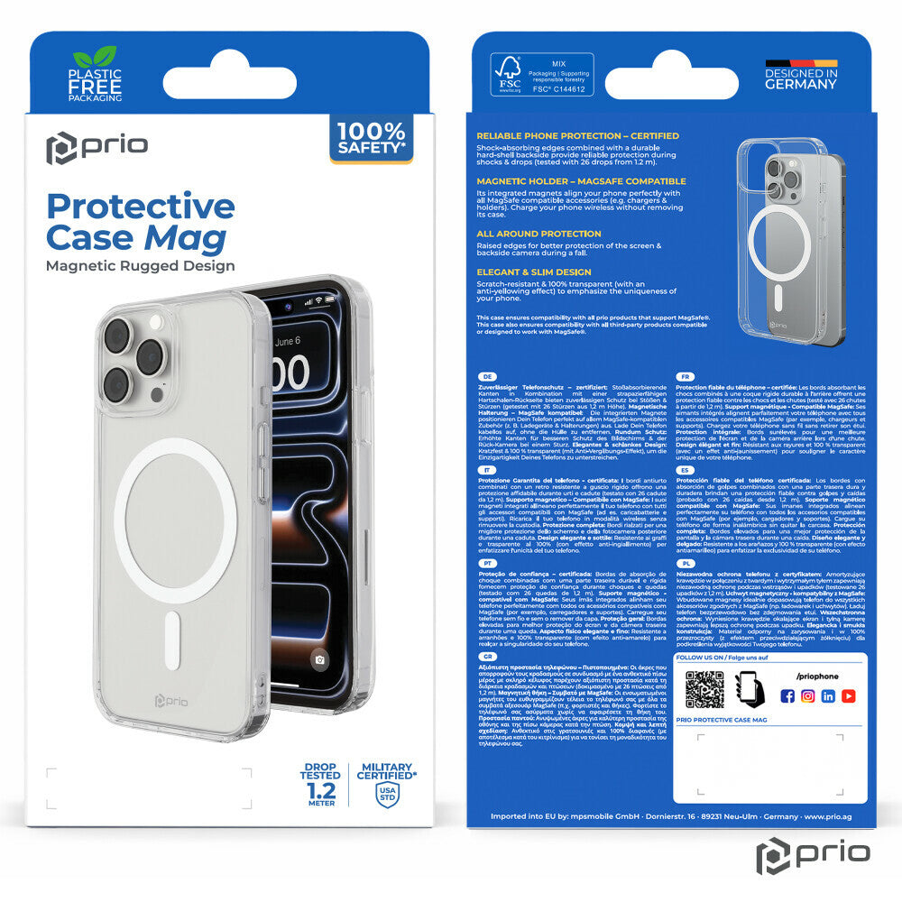 prio Schutzhülle MAG für iPhone 18 Pro/17 Pro, transparent