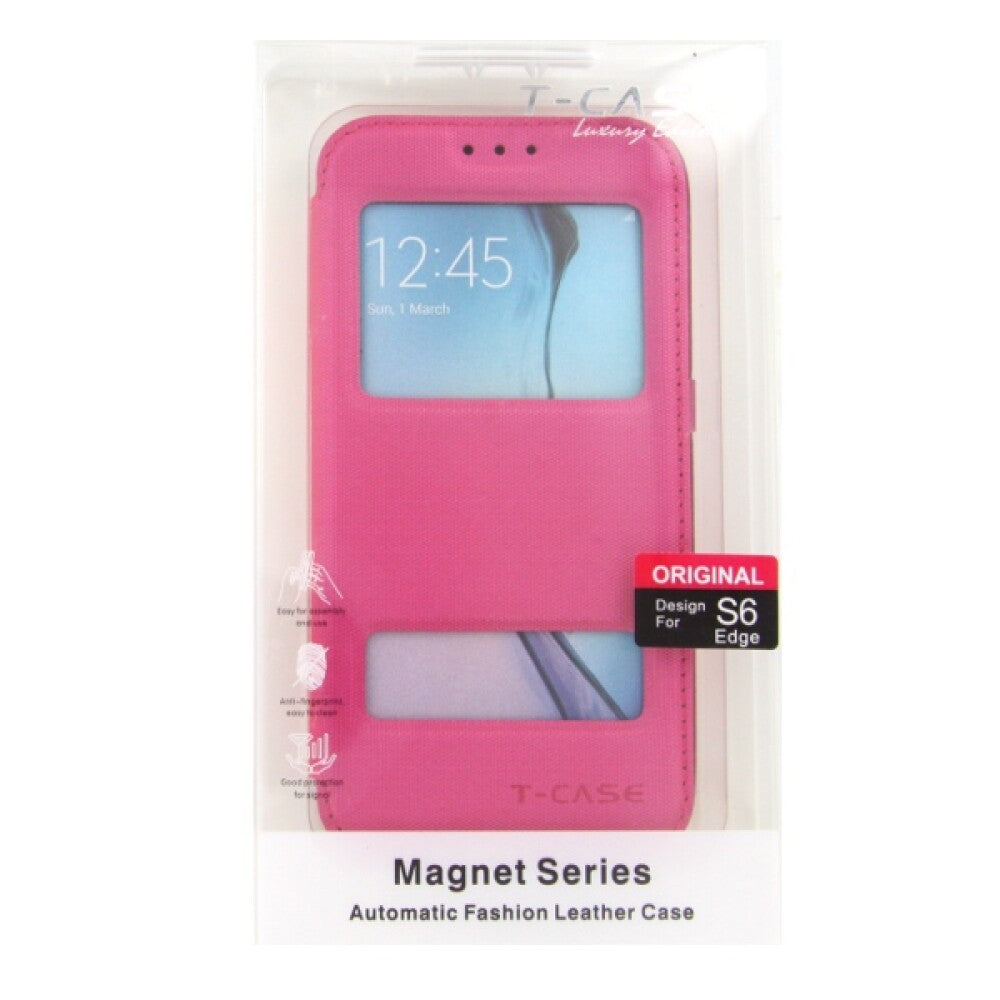 Lux Magnet Flip Handyhülle für Samsung S6 Edge pink