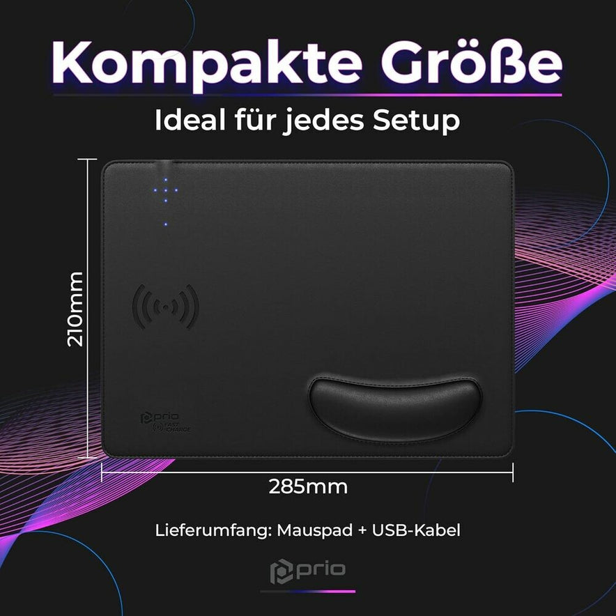 prio Schnelllade Mauspad 15 W (USB C) schwarz