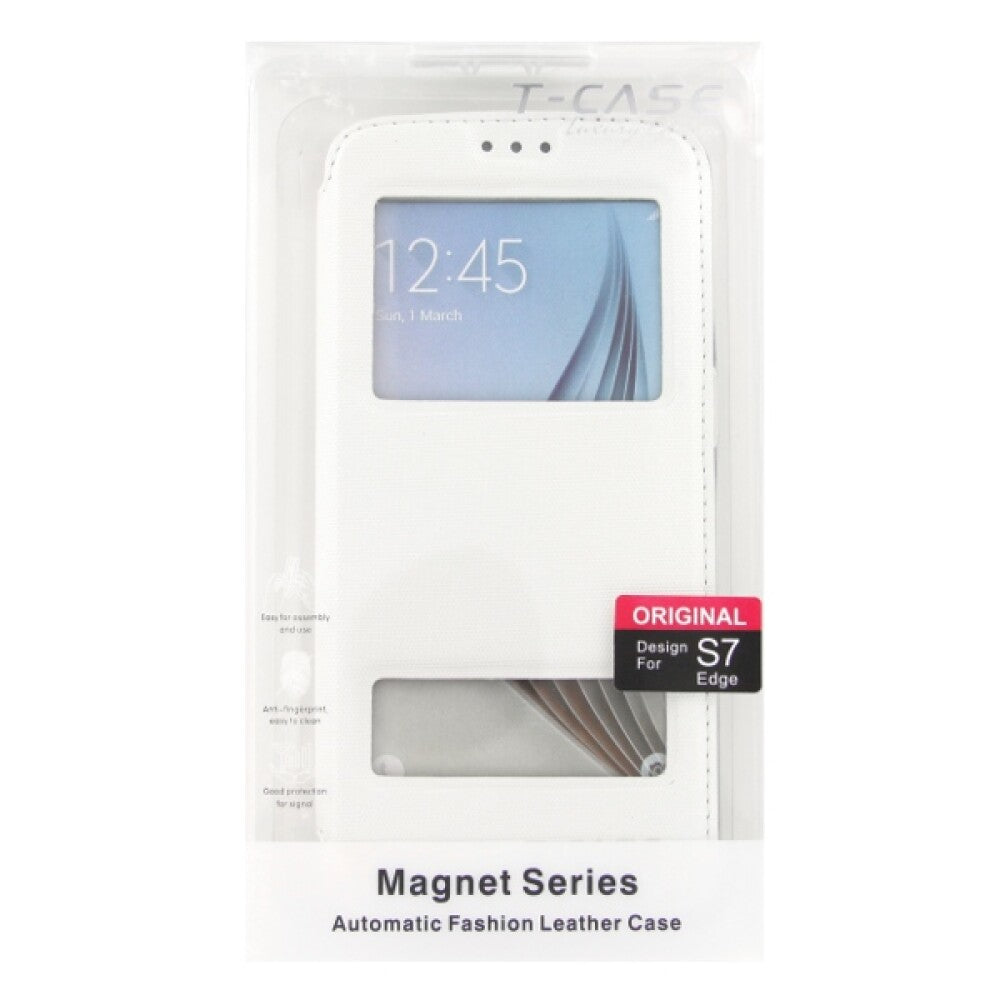 Original Magnet Flip Handyhülle für Samsung S7 Edge Weiß Schutzhülle Tasche