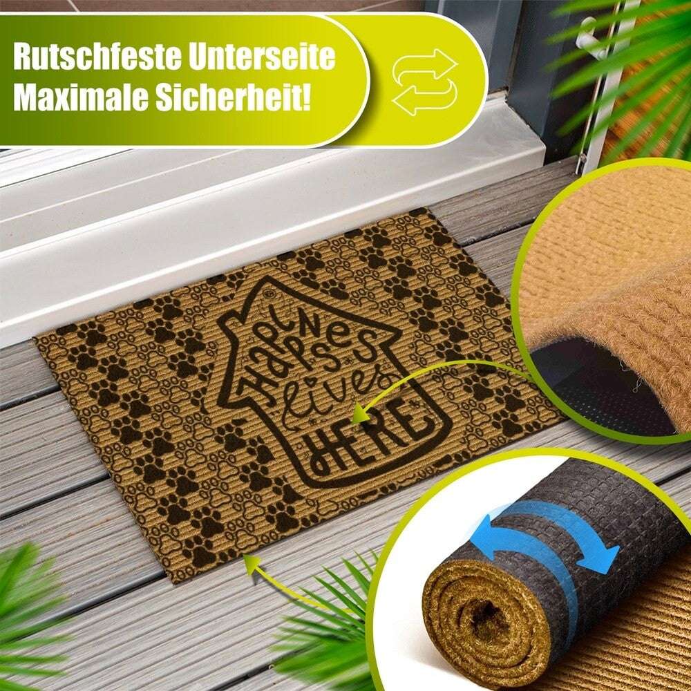 Decovetro Happines Live Desenli Kapı Önü Halı Paspas 40 x 60 Cm