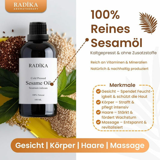 Sesamöl, Kaltgepresst, 100% Rein, BIO, natürlich, 100 ml