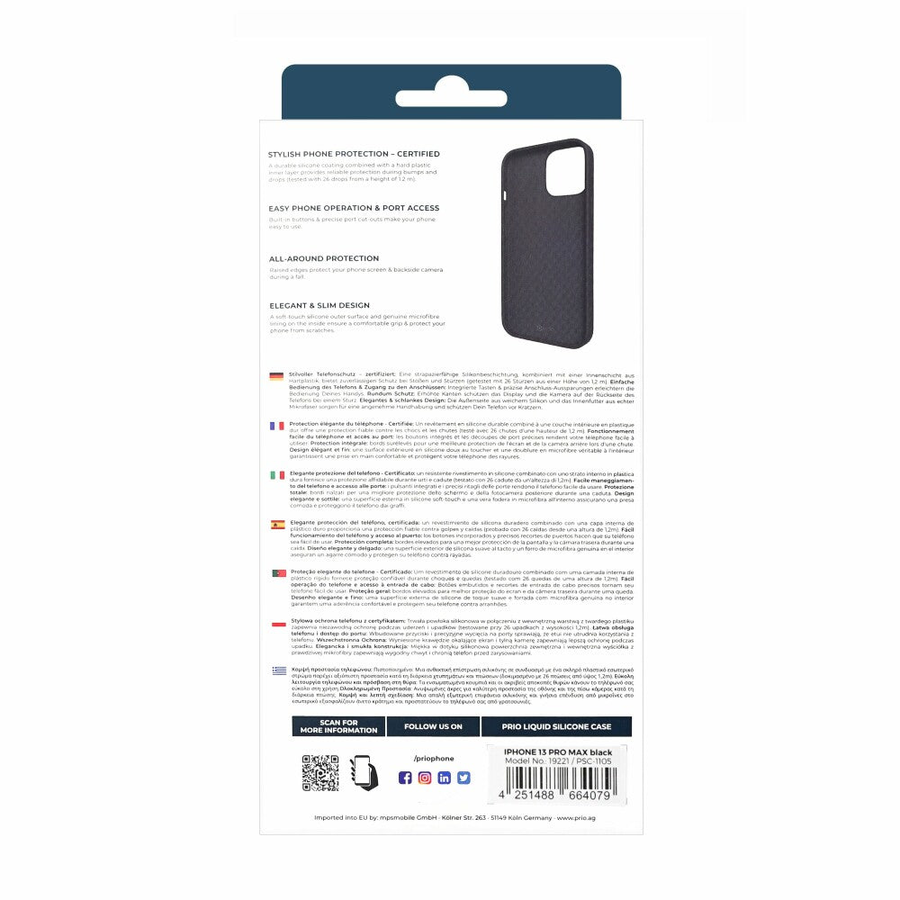 prio Silikonschutzhülle für iPhone 13 Pro Max schwarz