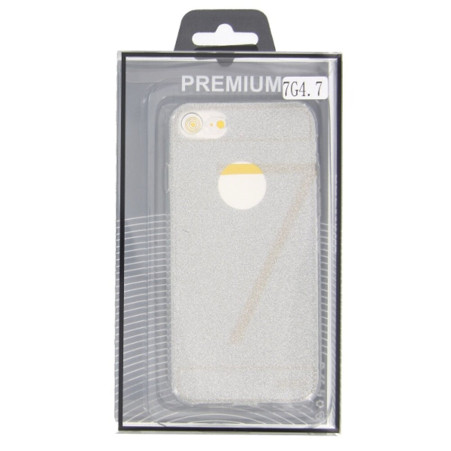 TPU Silikonhülle für iPhone 7 Silber Glitzer