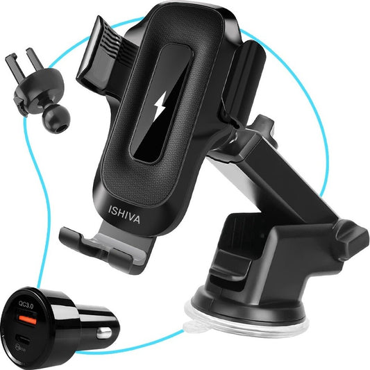 UFUZON 3in1 Kabelloser Telefonhalter mit Autoladegerät