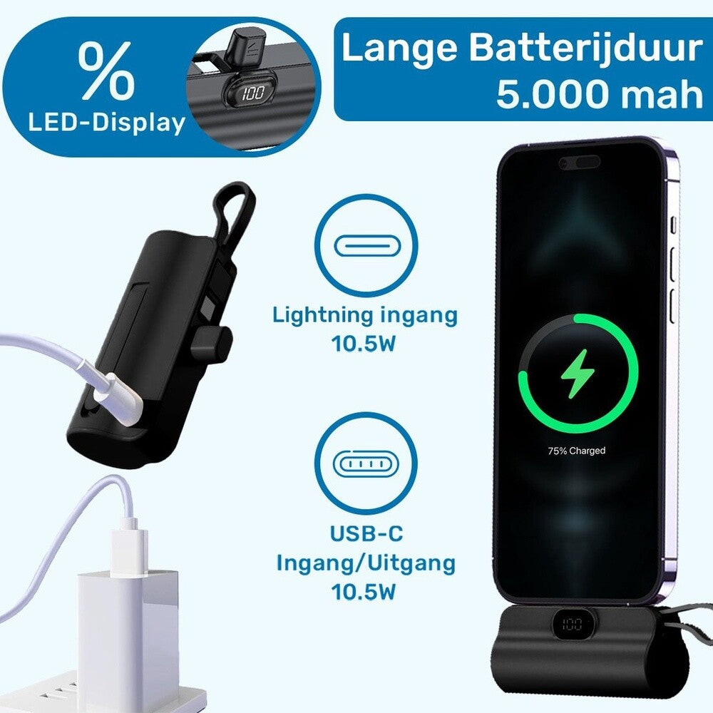 UFUZON Mini Powerbank 5k mah-Schwarz