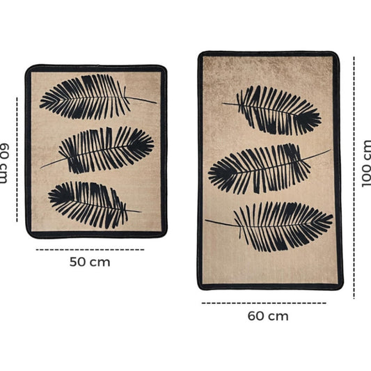 Miqna 2-tlg. rutschfestes Badteppich Set , waschbar (60x100 & 50x60 cm)