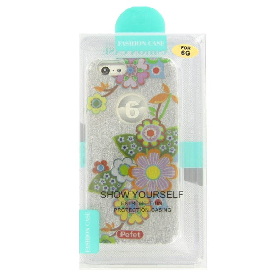 Silikonhülle Handyhülle für iPhone 6 Glitzer-Blumenmuster Transparent