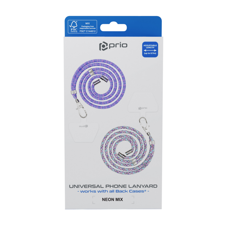 prio Universelles Handy-Umhängeband 0.7m neon mix
