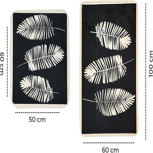 Miqna 2-tlg. rutschfestes Badteppich Set , waschbar (60x100 & 50x60 cm)
